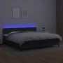 Box spring bed with mattress and LED black synthetic leather 200x200 cm by vidaXL, Beds and slatted bases - Ref: Foro24-31341...