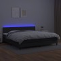 Cama box spring colchón y LED cuero sintético negro 200x200 cm