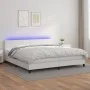 Box spring bed with mattress and LED white synthetic leather 200x200 cm by vidaXL, Beds and slatted bases - Ref: Foro24-31341...