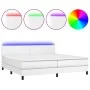 Box spring bed with mattress and LED white synthetic leather 200x200 cm by vidaXL, Beds and slatted bases - Ref: Foro24-31341...
