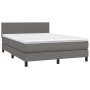 Box spring bed with mattress and LED gray synthetic leather 140x190 cm by vidaXL, Beds and slatted bases - Ref: Foro24-313410...