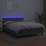 Box spring bed with mattress and LED gray synthetic leather 140x190 cm by vidaXL, Beds and slatted bases - Ref: Foro24-313410...