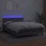 Box spring bed with mattress and LED gray synthetic leather 140x190 cm by vidaXL, Beds and slatted bases - Ref: Foro24-313410...