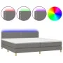 Box spring bed with mattress and LED dark gray fabric 200x200 cm by vidaXL, Beds and slatted bases - Ref: Foro24-3133662, Pri...