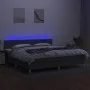 Box spring bed with mattress and LED dark gray fabric 200x200 cm by vidaXL, Beds and slatted bases - Ref: Foro24-3133662, Pri...