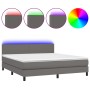Cama box spring colchón y LED cuero sintético gris 180x200 cm de vidaXL, Camas y somieres - Ref: Foro24-3134121, Precio: 538,...