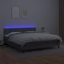 Box spring bed with mattress and LED gray synthetic leather 180x200 cm by vidaXL, Beds and slatted bases - Ref: Foro24-313412...