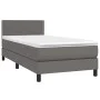 Box spring bed with mattress and LED gray synthetic leather 100x200 cm by vidaXL, Beds and slatted bases - Ref: Foro24-313415...