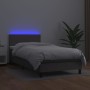 Box spring bed with mattress and LED gray synthetic leather 100x200 cm by vidaXL, Beds and slatted bases - Ref: Foro24-313415...