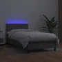 Box spring bed with mattress and LED gray synthetic leather 100x200 cm by vidaXL, Beds and slatted bases - Ref: Foro24-313415...