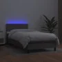 Box spring bed and LED mattress gray synthetic leather 90x190 cm by vidaXL, Beds and slatted bases - Ref: Foro24-3134139, Pri...