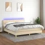 Cama box spring con colchón y LED tela crema 160x200 cm de vidaXL, Camas y somieres - Ref: Foro24-3133970, Precio: 519,77 €, ...