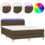 Box spring bed with LED mattress dark brown fabric 140x200 cm by vidaXL, Beds and slatted bases - Ref: Foro24-3133960, Price:...