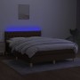 Box spring bed with LED mattress dark brown fabric 140x200 cm by vidaXL, Beds and slatted bases - Ref: Foro24-3133960, Price:...