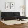 Sofá cama de 2 plazas con taburete tela negro