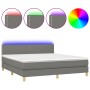 Box spring bed with mattress and LED dark gray fabric 160x200 cm by vidaXL, Beds and slatted bases - Ref: Foro24-3133646, Pri...