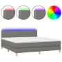 Box spring bed with mattress and LED dark gray fabric 160x200 cm by vidaXL, Beds and slatted bases - Ref: Foro24-3133646, Pri...