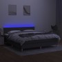 Box spring bed with mattress and LED dark gray fabric 160x200 cm by vidaXL, Beds and slatted bases - Ref: Foro24-3133646, Pri...