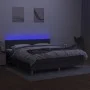 Box spring bed with mattress and LED dark gray fabric 160x200 cm by vidaXL, Beds and slatted bases - Ref: Foro24-3133646, Pri...