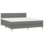Box spring bed with mattress and LED dark gray fabric 160x200 cm by vidaXL, Beds and slatted bases - Ref: Foro24-3133646, Pri...