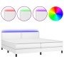 Cama box spring colchón y LED cuero sintético blanco 200x200 cm de vidaXL, Camas y somieres - Ref: Foro24-3134184, Precio: 58...