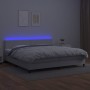 Cama box spring colchón y LED cuero sintético blanco 200x200 cm de vidaXL, Camas y somieres - Ref: Foro24-3134184, Precio: 58...