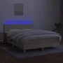 Box spring bed with mattress and LED cream fabric 140x200 cm by vidaXL, Beds and slatted bases - Ref: Foro24-3133562, Price: ...