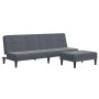 Sofá cama de 2 plazas con taburete terciopelo gris oscuro