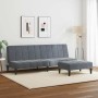 Sofá cama de 2 plazas con taburete terciopelo gris oscuro
