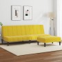 Sofá cama de 2 plazas con taburete terciopelo amarillo