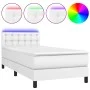 Box spring bed and LED mattress white synthetic leather 90x190 cm by vidaXL, Beds and slatted bases - Ref: Foro24-3134196, Pr...