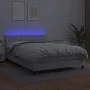 Box spring bed with mattress and LED white synthetic leather 140x200 cm by vidaXL, Beds and slatted bases - Ref: Foro24-31342...