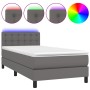 Boxspringbett und LED-Matratze graues Kunstleder 90x200 cm von vidaXL, Betten und Lattenroste - Ref: Foro24-3134205, Preis: 2...