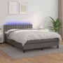 Cama box spring colchón y LED cuero sintético gris 140x190 cm de vidaXL, Camas y somieres - Ref: Foro24-3134223, Precio: 467,...