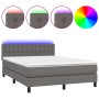 Boxspringbett mit Matratze und LED-grauem Kunstleder 140x190 cm von vidaXL, Betten und Lattenroste - Ref: Foro24-3134223, Pre...