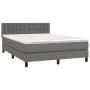 Box spring bed with mattress and LED gray synthetic leather 140x190 cm by vidaXL, Beds and slatted bases - Ref: Foro24-313422...