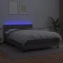 Box spring bed with mattress and LED gray synthetic leather 140x190 cm by vidaXL, Beds and slatted bases - Ref: Foro24-313422...