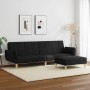 Sofá cama de 2 plazas con taburete tela negro