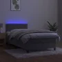 Box spring bed with mattress and LED light gray velvet 90x190 cm by vidaXL, Beds and slatted bases - Ref: Foro24-3134255, Pri...
