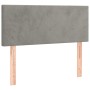 Cama box spring colchón y LED terciopelo gris claro 90x190 cm