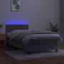 Cama box spring colchón y LED terciopelo gris claro 80x200 cm de vidaXL, Camas y somieres - Ref: Foro24-3134249, Precio: 271,...