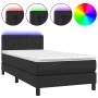 Box spring bed with mattress and LED black synthetic leather 100x200 cm by vidaXL, Beds and slatted bases - Ref: Foro24-31342...
