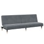 Sofá cama de 2 plazas con taburete terciopelo gris oscuro