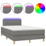Box spring bed with mattress and LED dark gray fabric 120x200 cm by vidaXL, Beds and slatted bases - Ref: Foro24-3133702, Pri...
