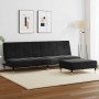 Sofá cama de 2 plazas con taburete terciopelo negro
