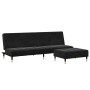 Sofá cama de 2 plazas con taburete terciopelo negro