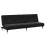 Sofá cama de 2 plazas con taburete terciopelo negro
