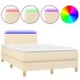Box spring bed with mattress and LED cream fabric 120x200 cm by vidaXL, Beds and slatted bases - Ref: Foro24-3133546, Price: ...