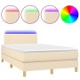 Cama box spring con colchón y LED tela crema 120x200 cm de vidaXL, Camas y somieres - Ref: Foro24-3133546, Precio: 383,81 €, ...