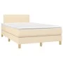 Box spring bed with mattress and LED cream fabric 120x200 cm by vidaXL, Beds and slatted bases - Ref: Foro24-3133546, Price: ...